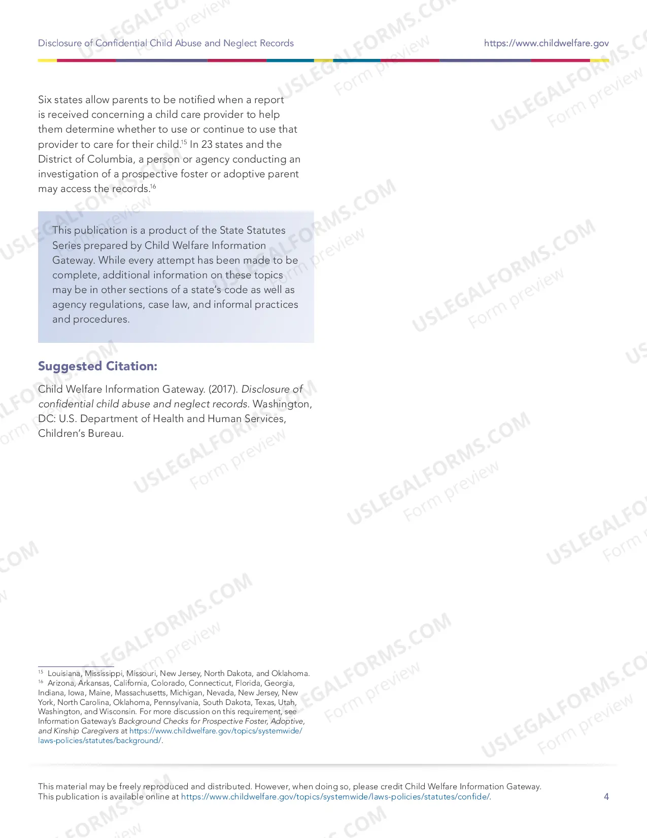 Preview Disclosure of Confidential Child Abuse and Neglect Records