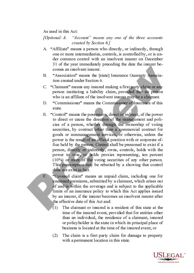 Get Post Assessment Property and Liability Insurance Guaranty Association Model Act Preview Post Assessment Property and Liability Insurance Guaranty Association Model Act