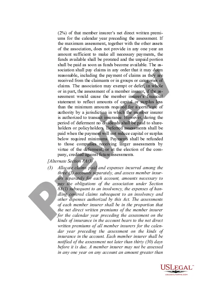 Get Post Assessment Property and Liability Insurance Guaranty Association Model Act Preview Post Assessment Property and Liability Insurance Guaranty Association Model Act