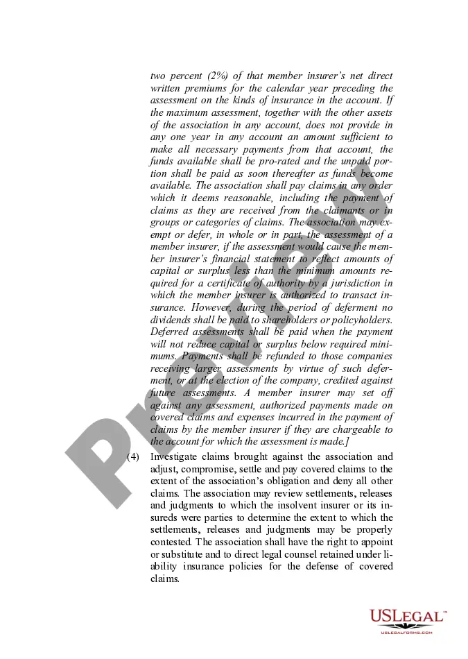 Get Post Assessment Property and Liability Insurance Guaranty Association Model Act Preview Post Assessment Property and Liability Insurance Guaranty Association Model Act