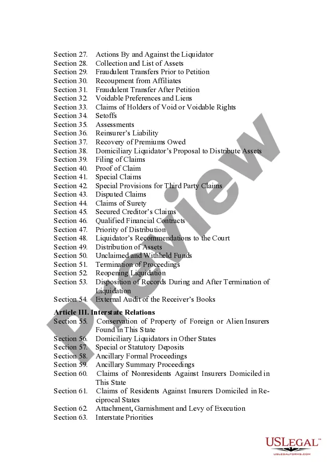 Get Insurers Rehabilitation and Liquidation Model Act Preview Insurers Rehabilitation and Liquidation Model Act
