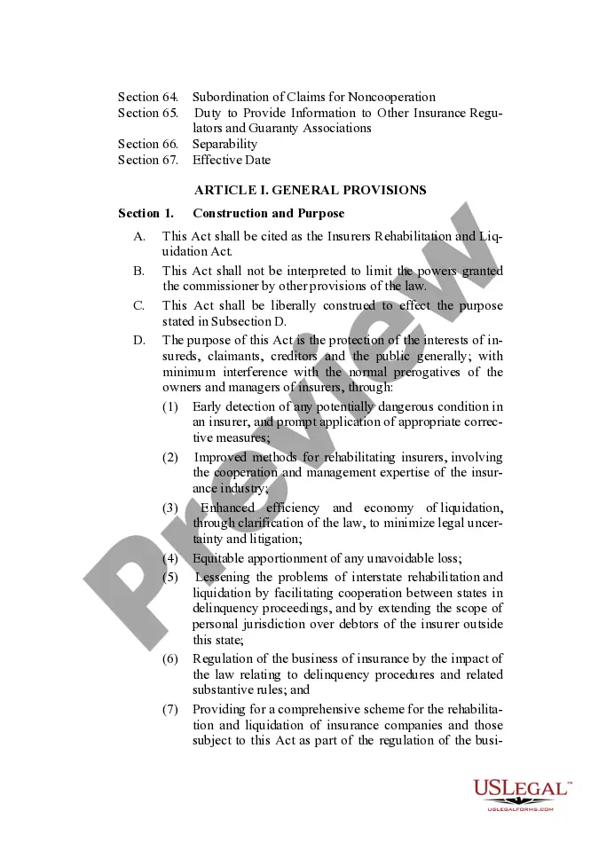 Get Insurers Rehabilitation and Liquidation Model Act Preview Insurers Rehabilitation and Liquidation Model Act