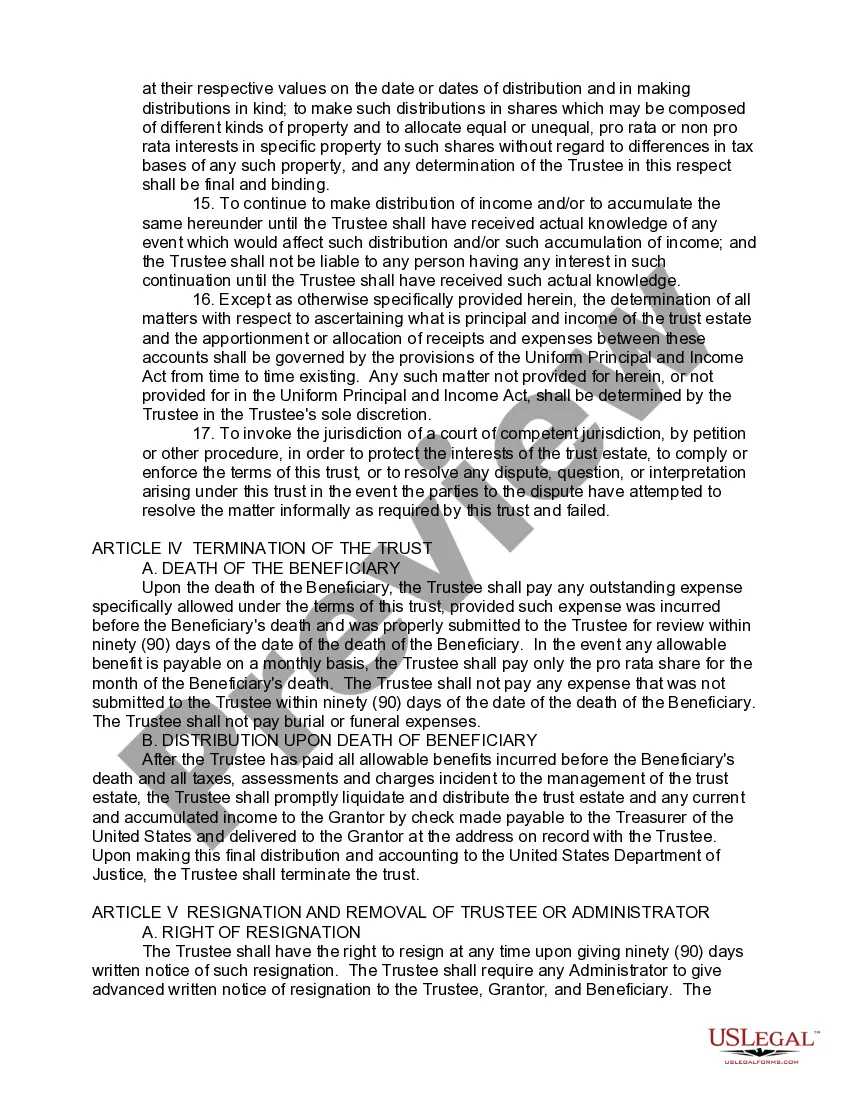 Preview Irrevocable Reversionary Inter Vivos Medical Trust