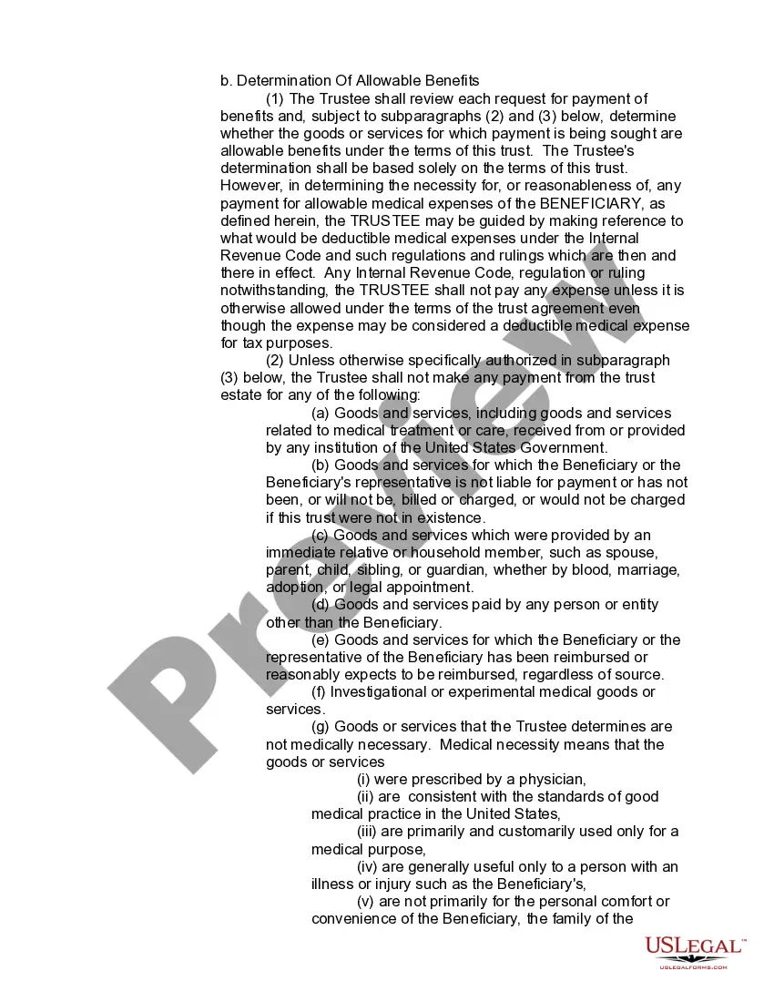 Preview Irrevocable Reversionary Inter Vivos Medical Trust