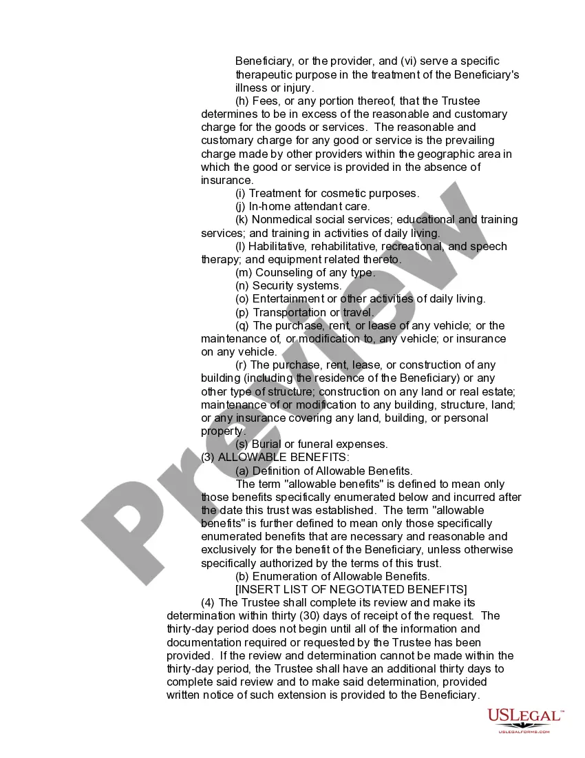 Preview Irrevocable Reversionary Inter Vivos Medical Trust