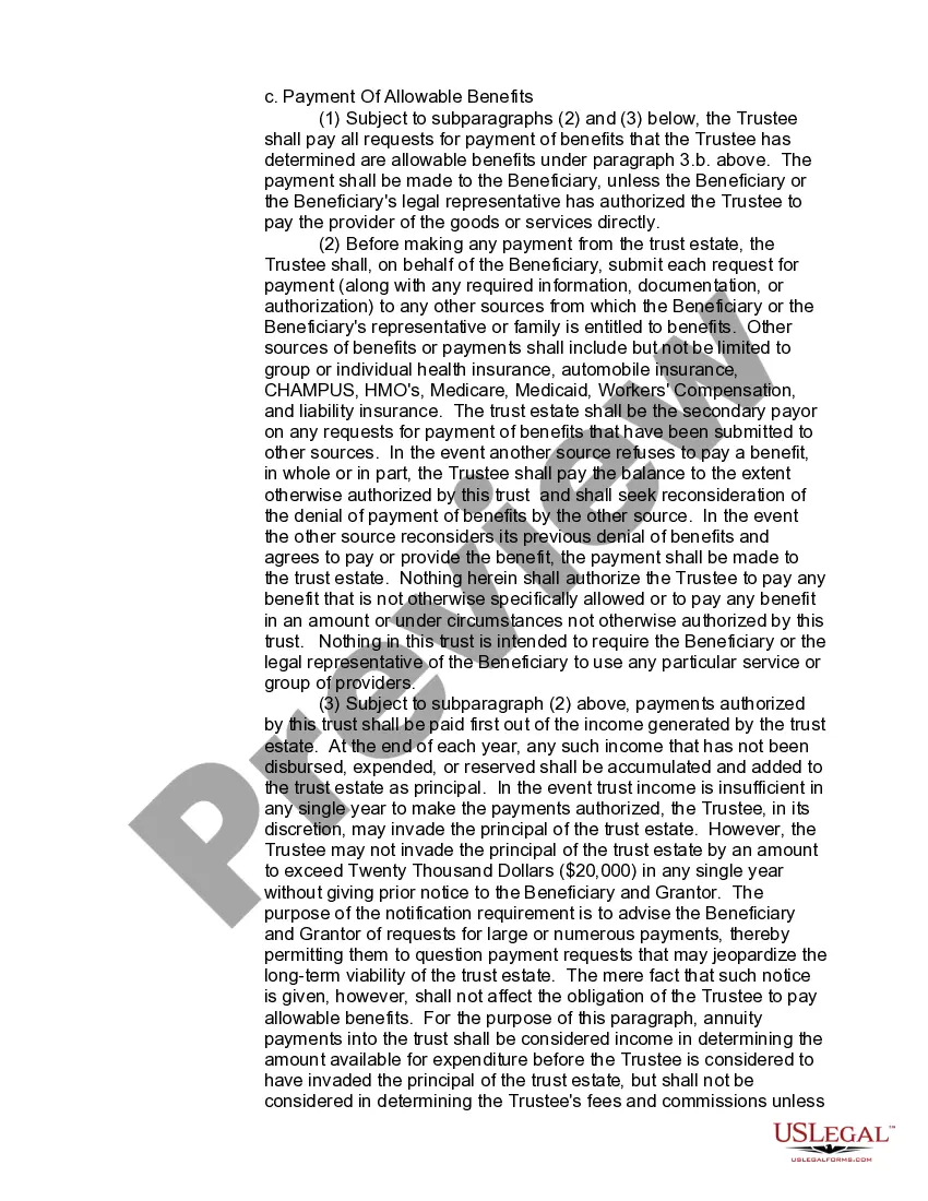 Preview Irrevocable Reversionary Inter Vivos Medical Trust