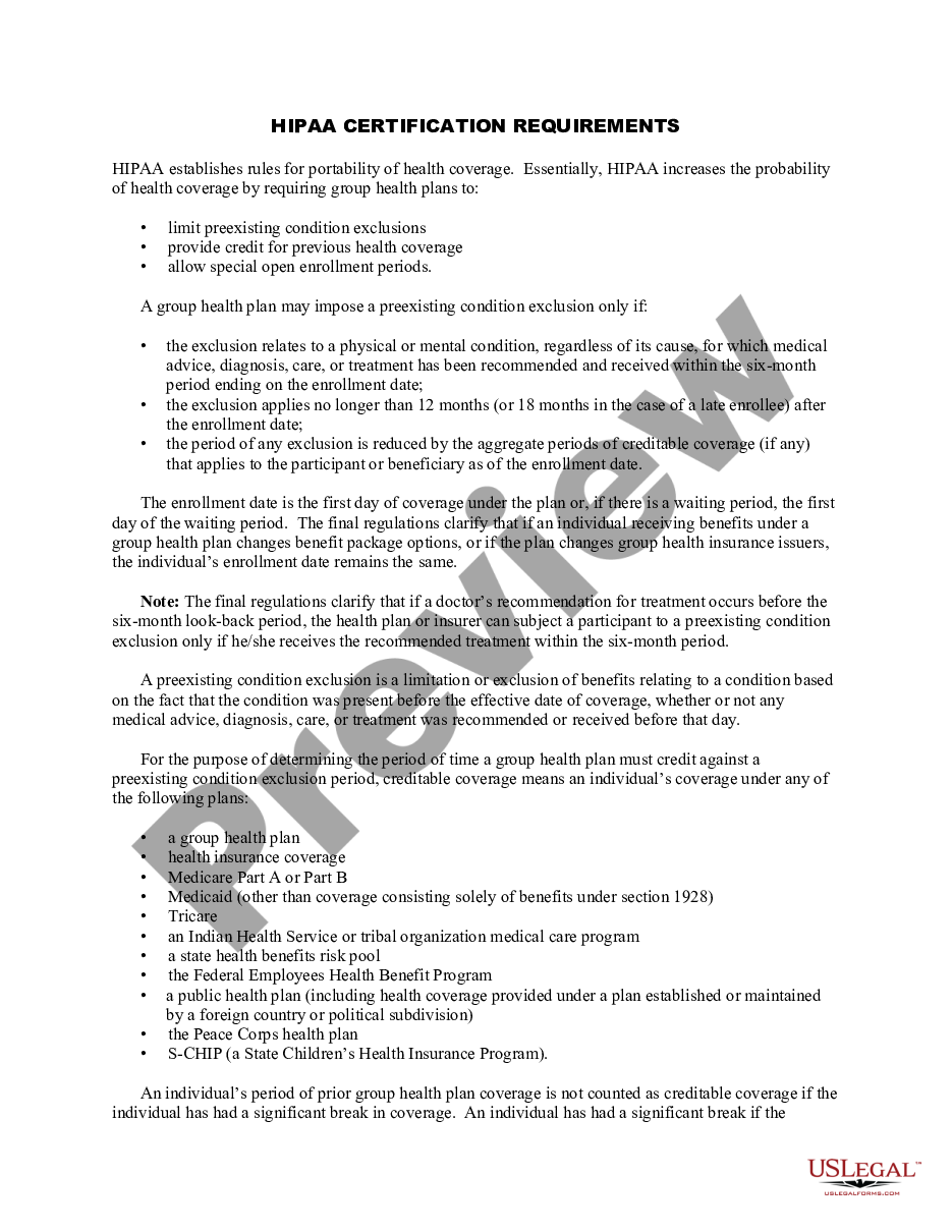 page 0 HIPAA Certification Requirements preview