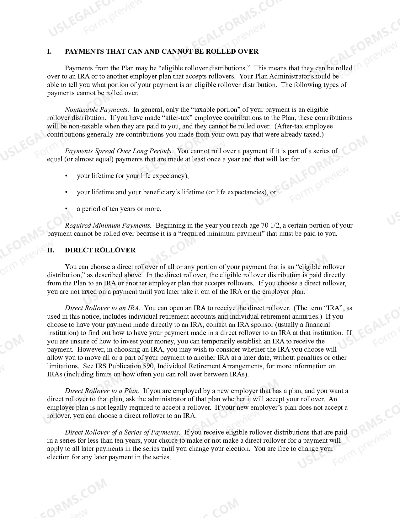 Preview Comprehensive Special Tax Notice Regarding Plan Payments