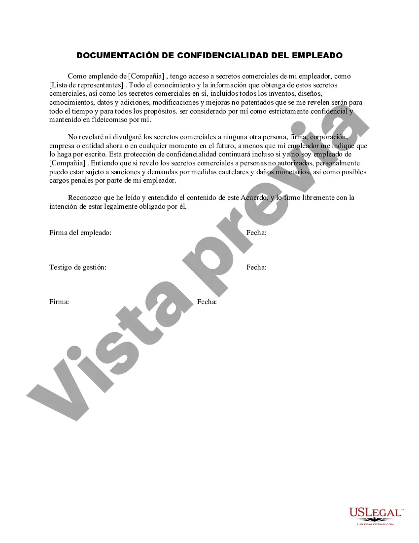 Preview Documentación de confidencialidad del empleado