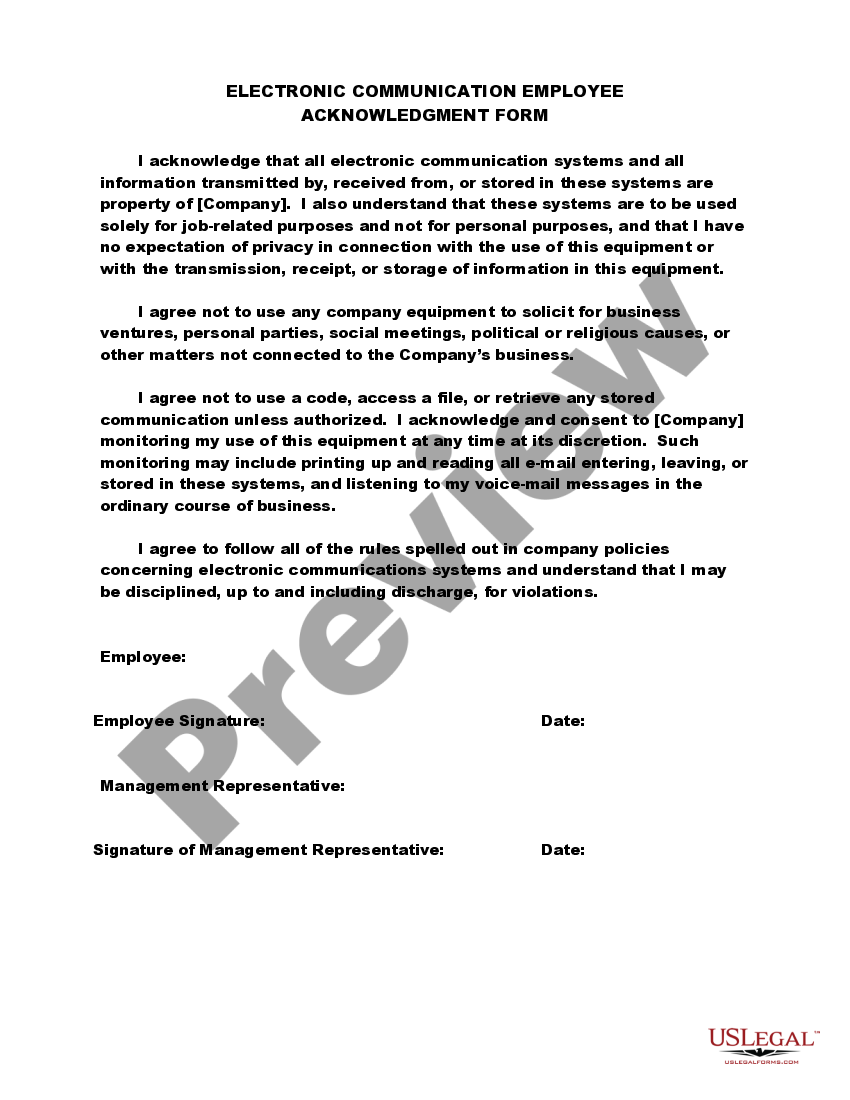 North Carolina Electronic Communication Employee Acknowledgment Form ...