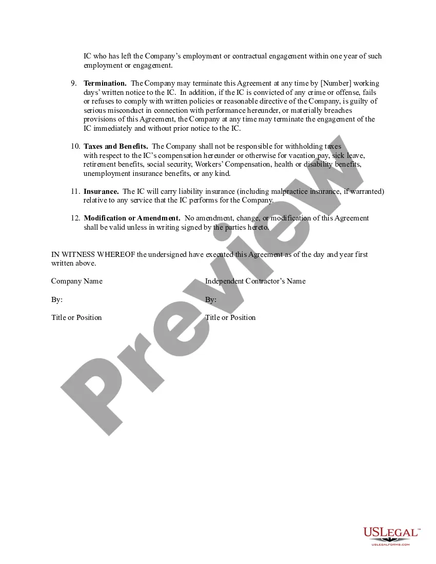 Get Sample Self-Employed Independent Contractor Agreement - for ongoing relationship Preview Sample Self-Employed Independent Contractor Agreement - for ongoing relationship