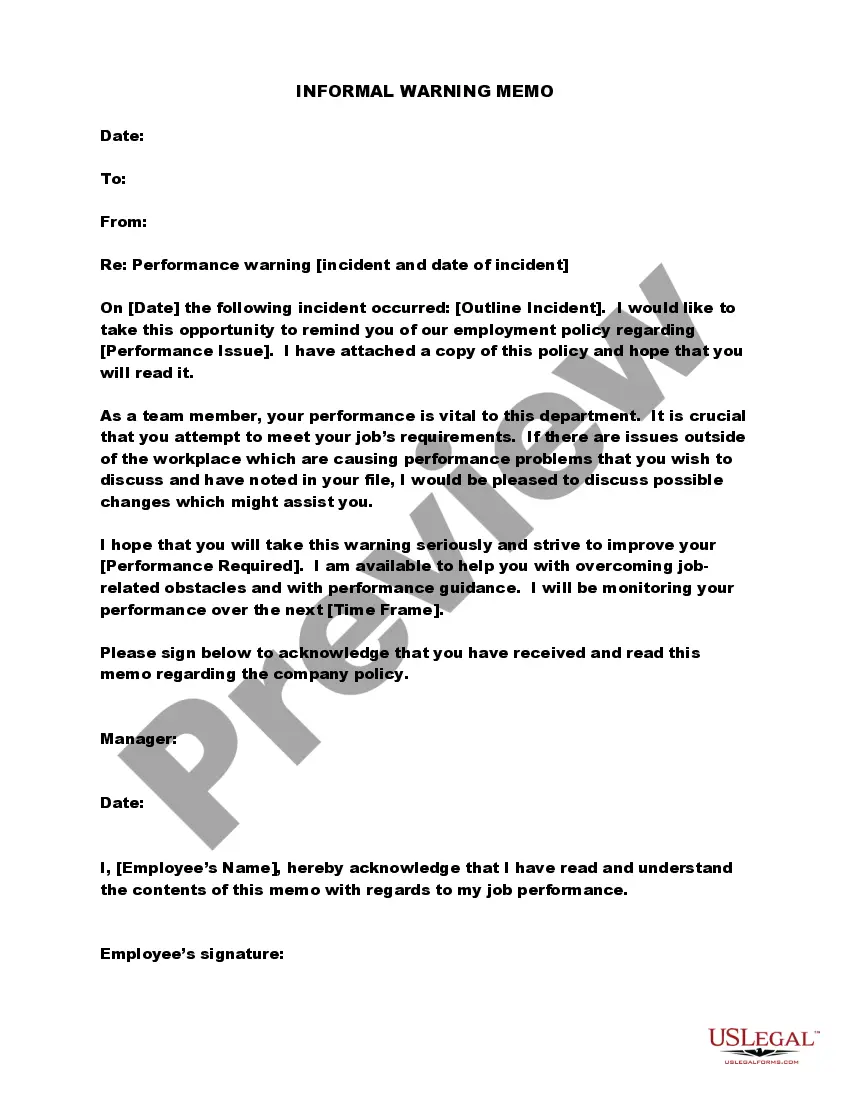 Preview Informal Warning Memo