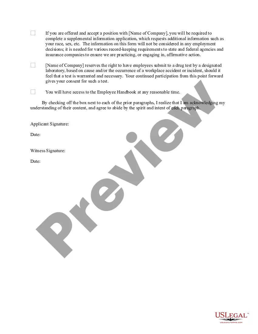 Preview Employment Conditions for Potential Employees