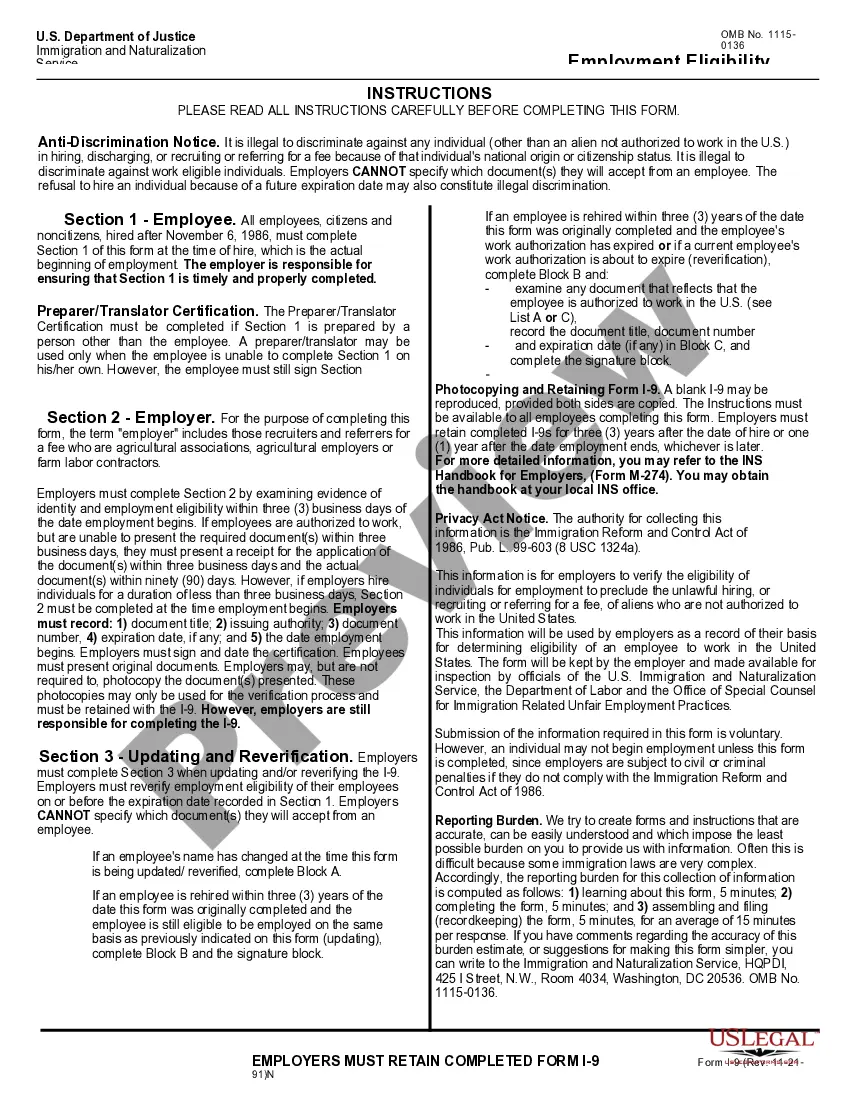 Get Form I-9 Preview Form I-9