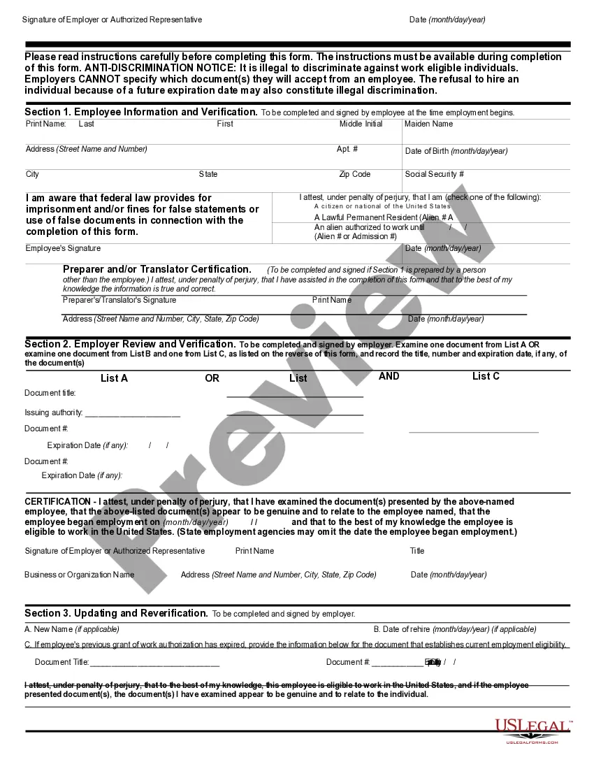 Get Form I-9 Preview Form I-9
