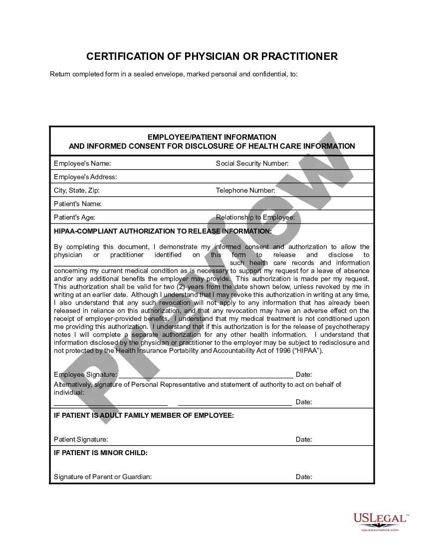 Get FMLA Certification of Physician Preview FMLA Certification of Physician