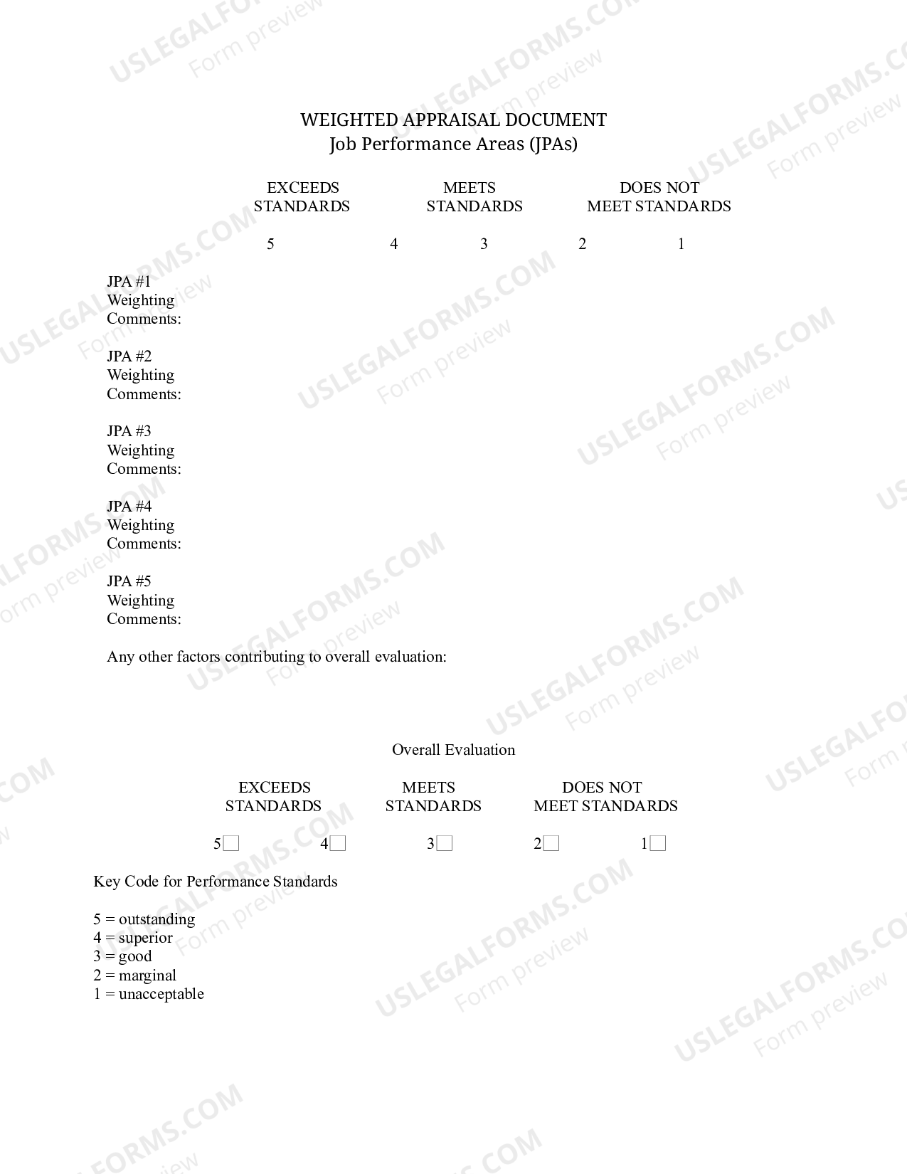 Pennsylvania Weighted Appraisal Document US Legal Forms
