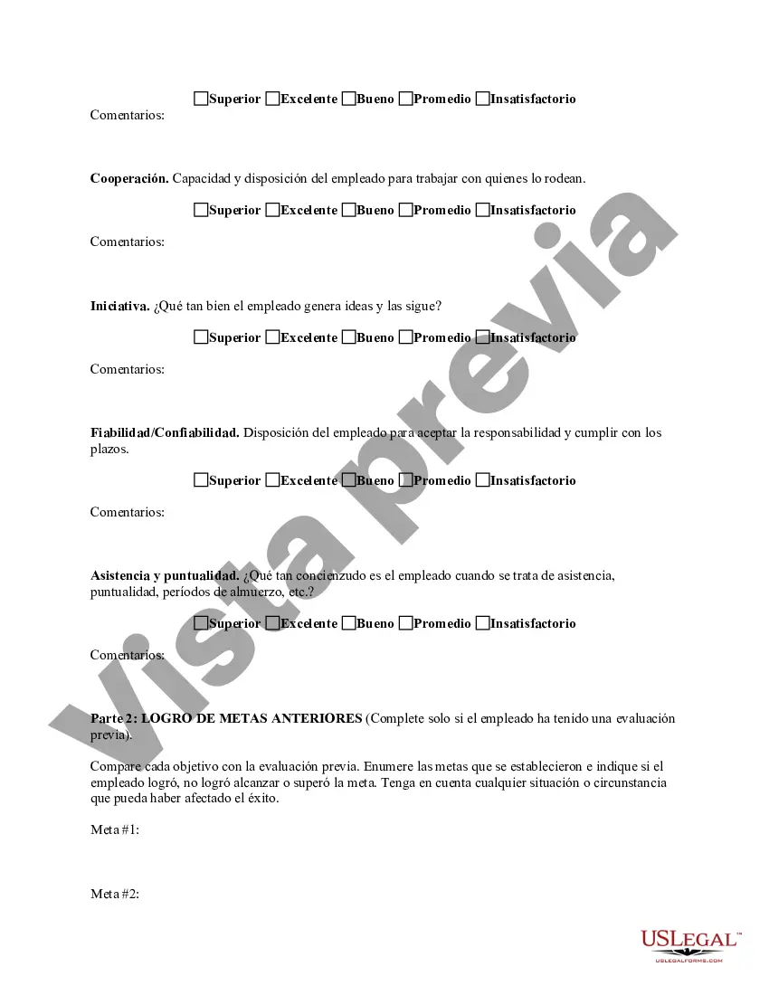 Preview Formulario de evaluación de empleados para bibliotecario