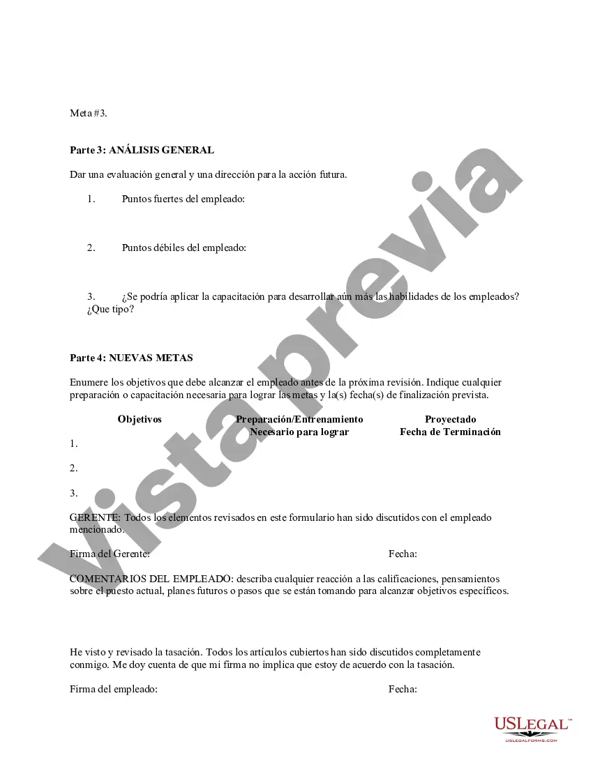 Preview Formulario de Evaluación de Empleados para Ejecutivo de Ventas