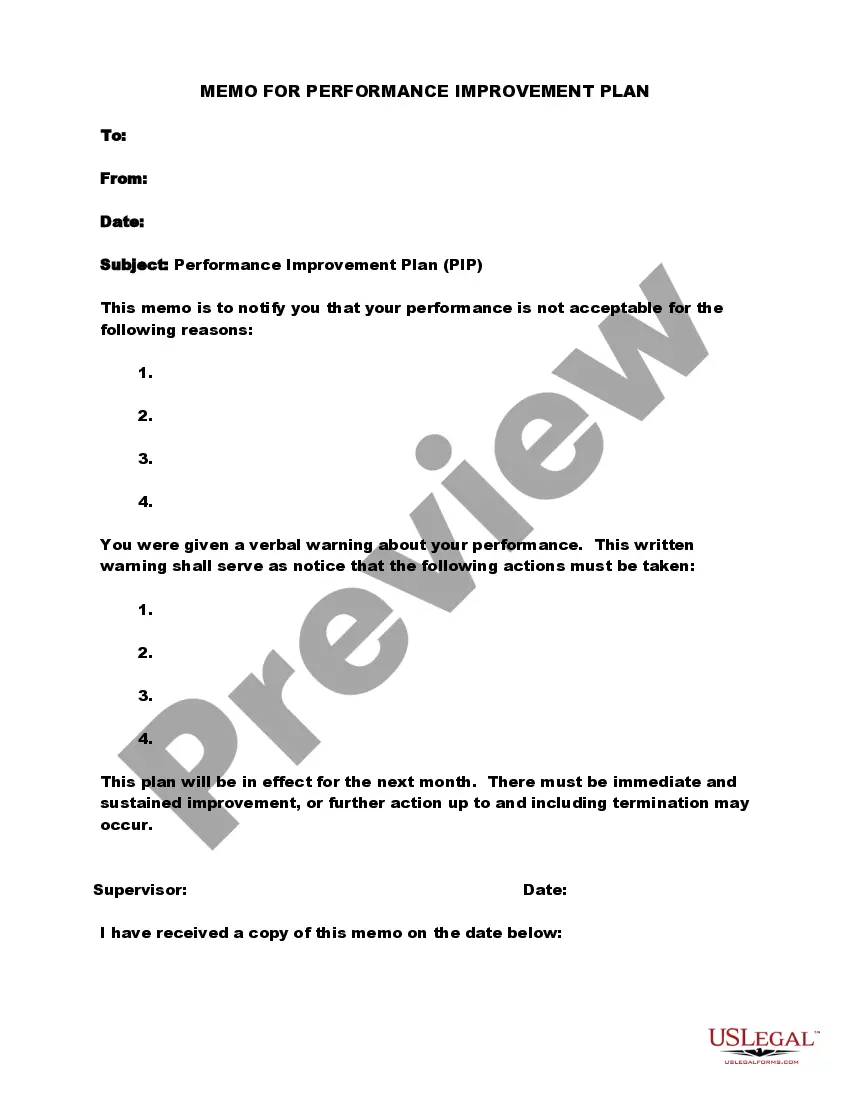 Preview Memo for Conveying Performance Improvement Plan - Detailed