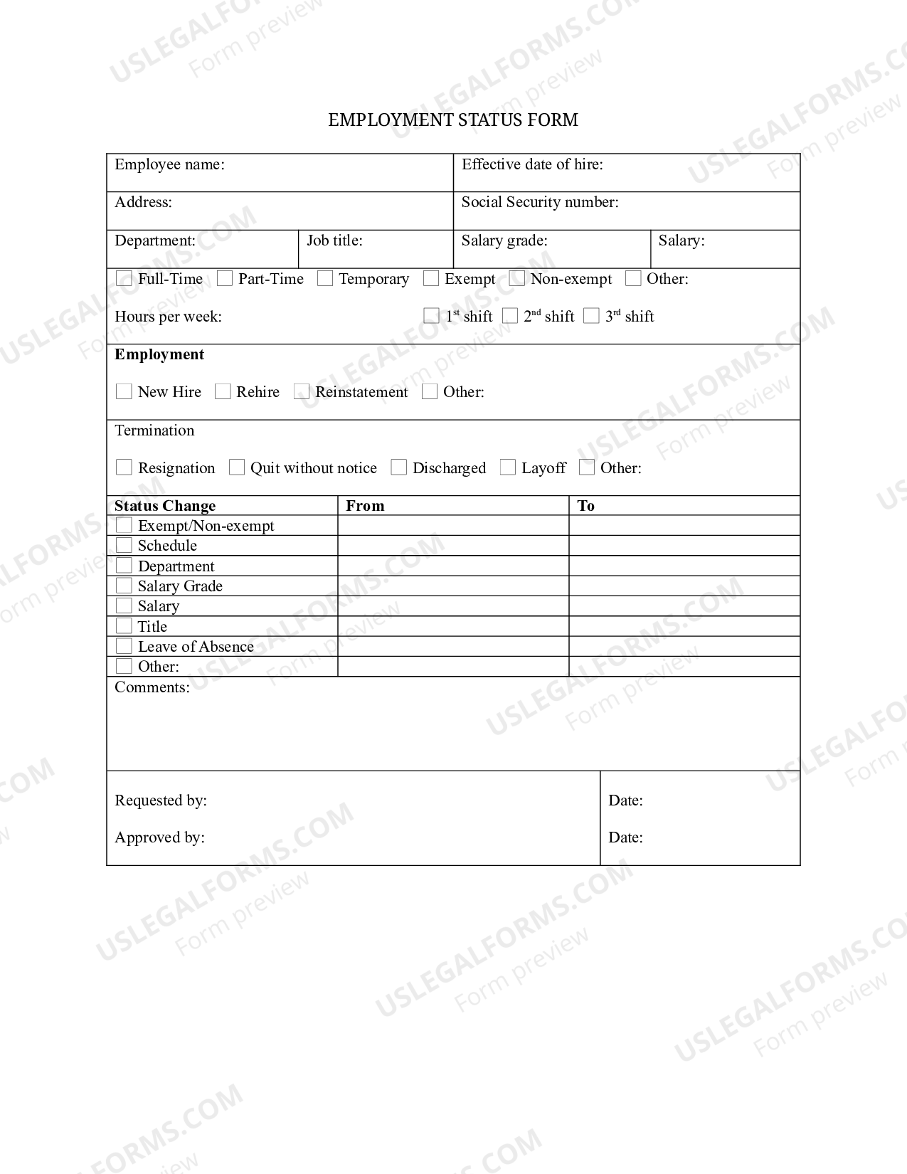 Connecticut Employment Status Form Employment Status US Legal Forms