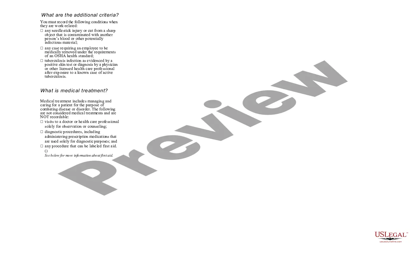 Get Log of Work Related Injuries and Illnesses (OSHA 300) Preview Log of Work Related Injuries and Illnesses (OSHA 300)
