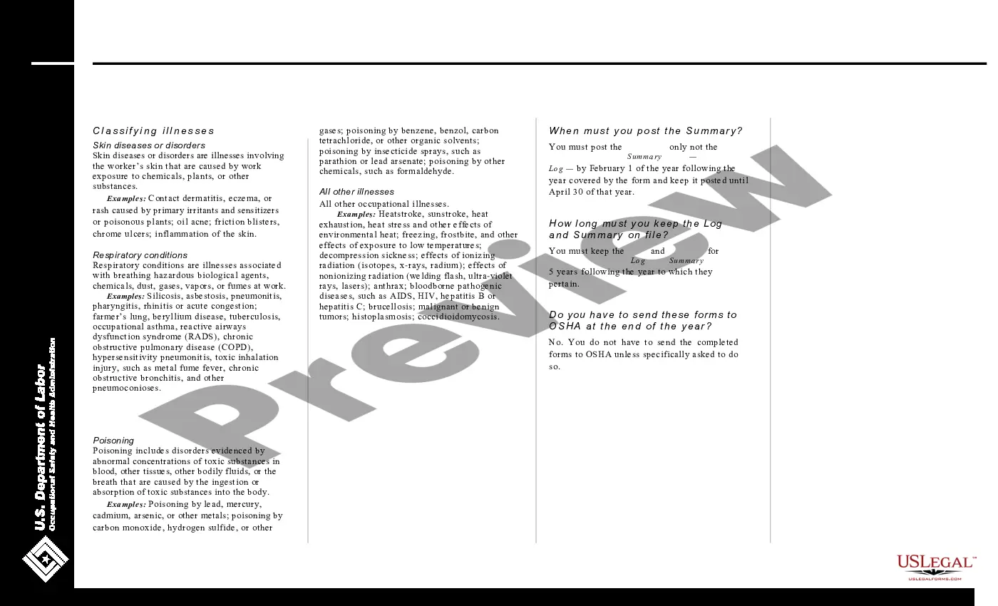 Get Log of Work Related Injuries and Illnesses (OSHA 300) Preview Log of Work Related Injuries and Illnesses (OSHA 300)