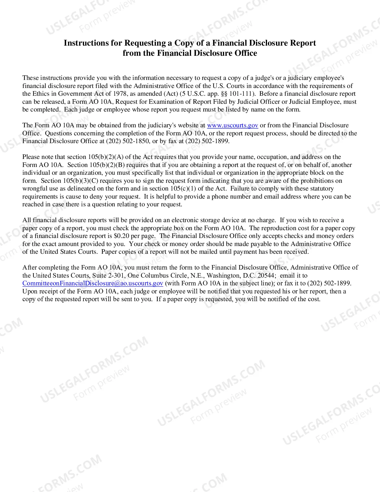 Preview Financial Disclosure Report Request