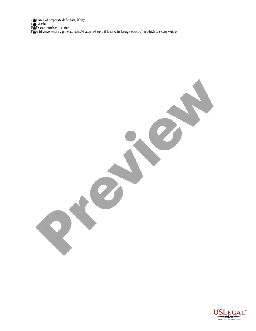 Preview AO-398 Notice of Lawsuit - Request for Waiver - Federal District Court Official Form