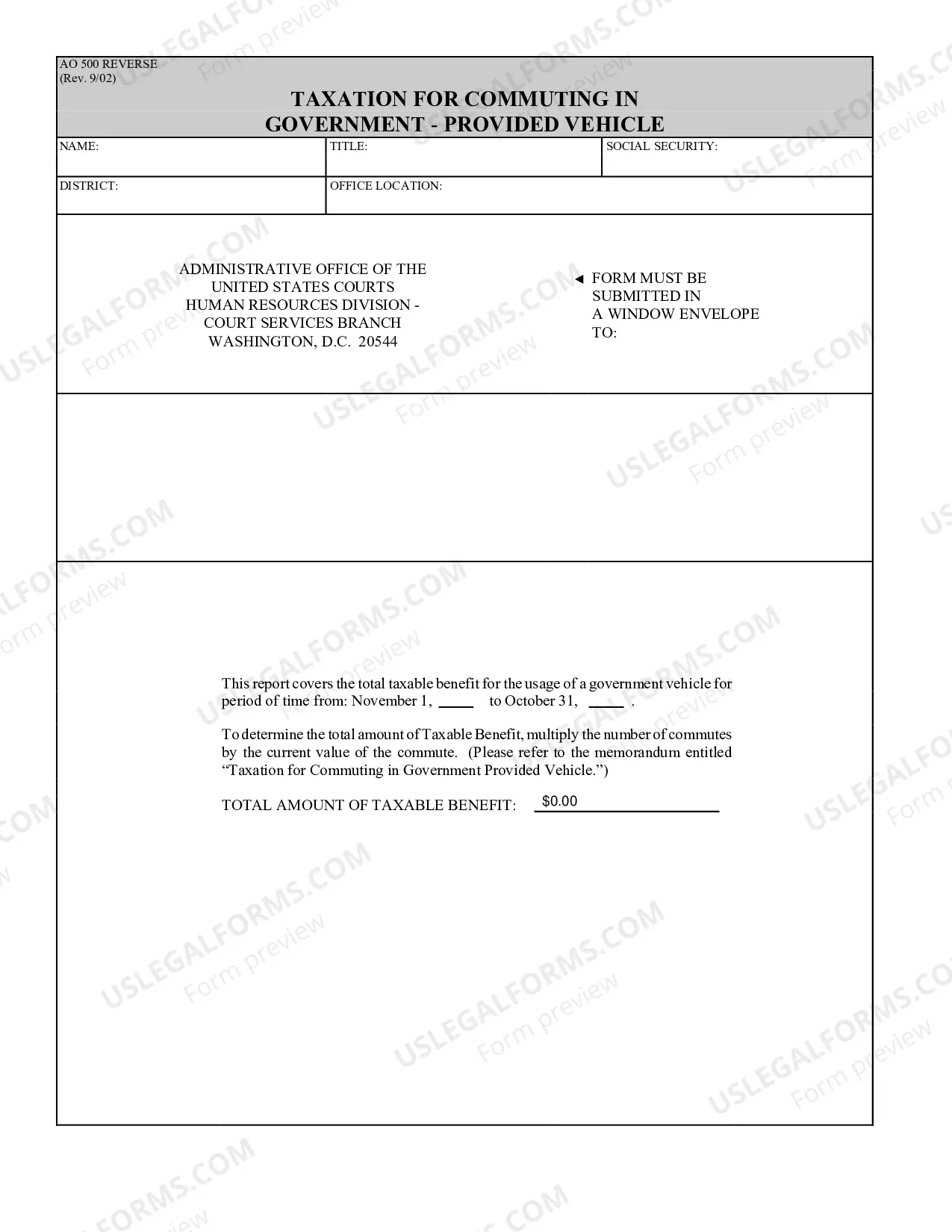 Preview Taxation for Commuting in Government Leased Vehicle