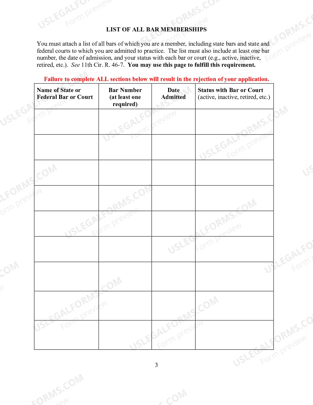 Preview Application for Admission to the Bar
