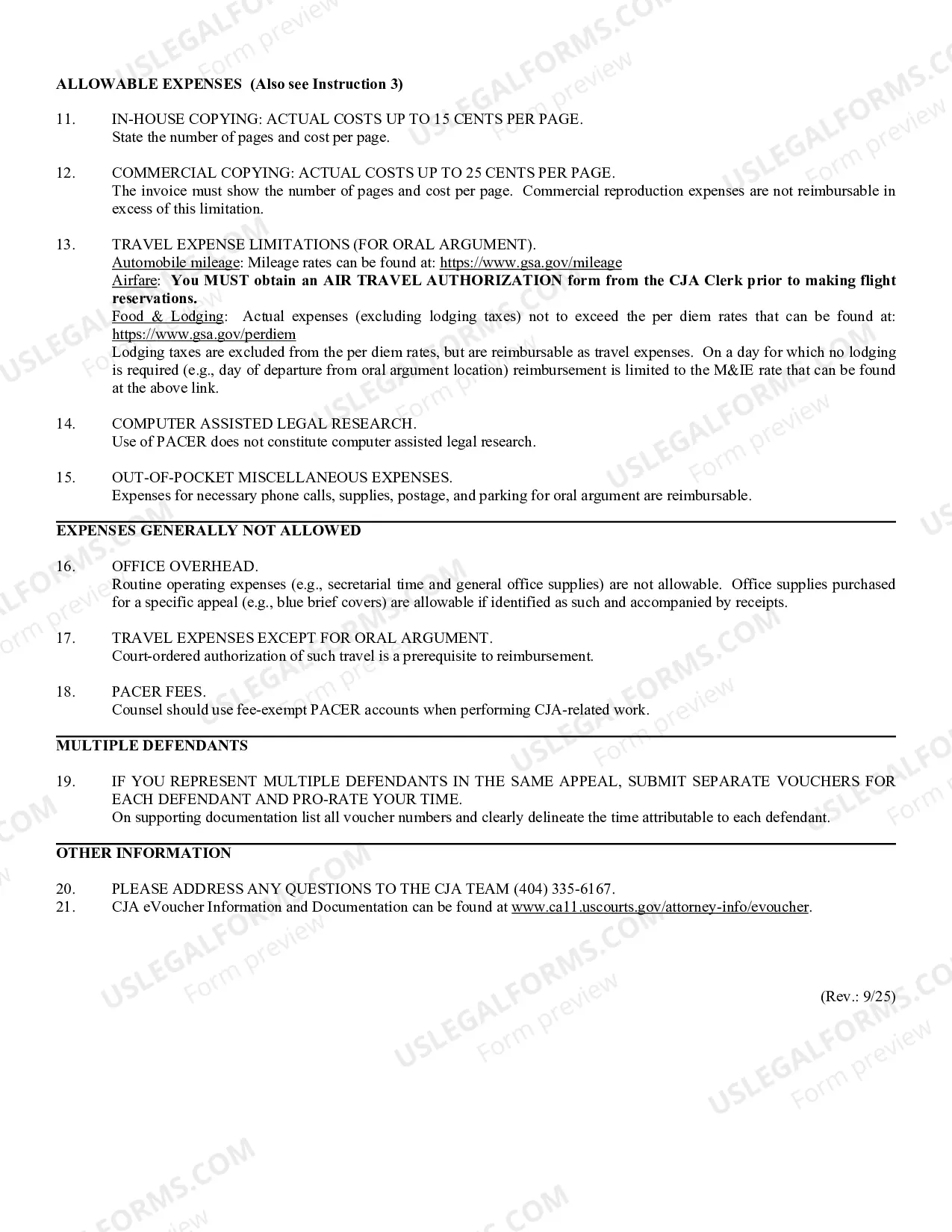 Preview INSTRUCTIONS FOR COMPLETING CJA 20 VOUCHER