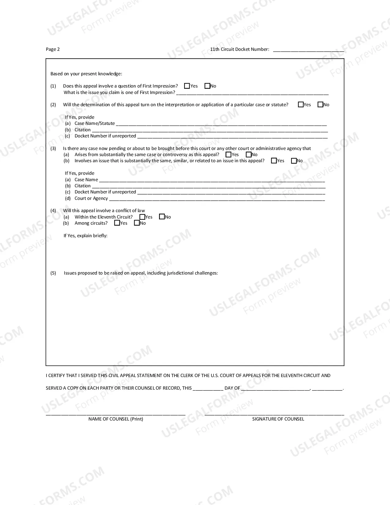 Preview CIVIL APPEAL STATEMENT