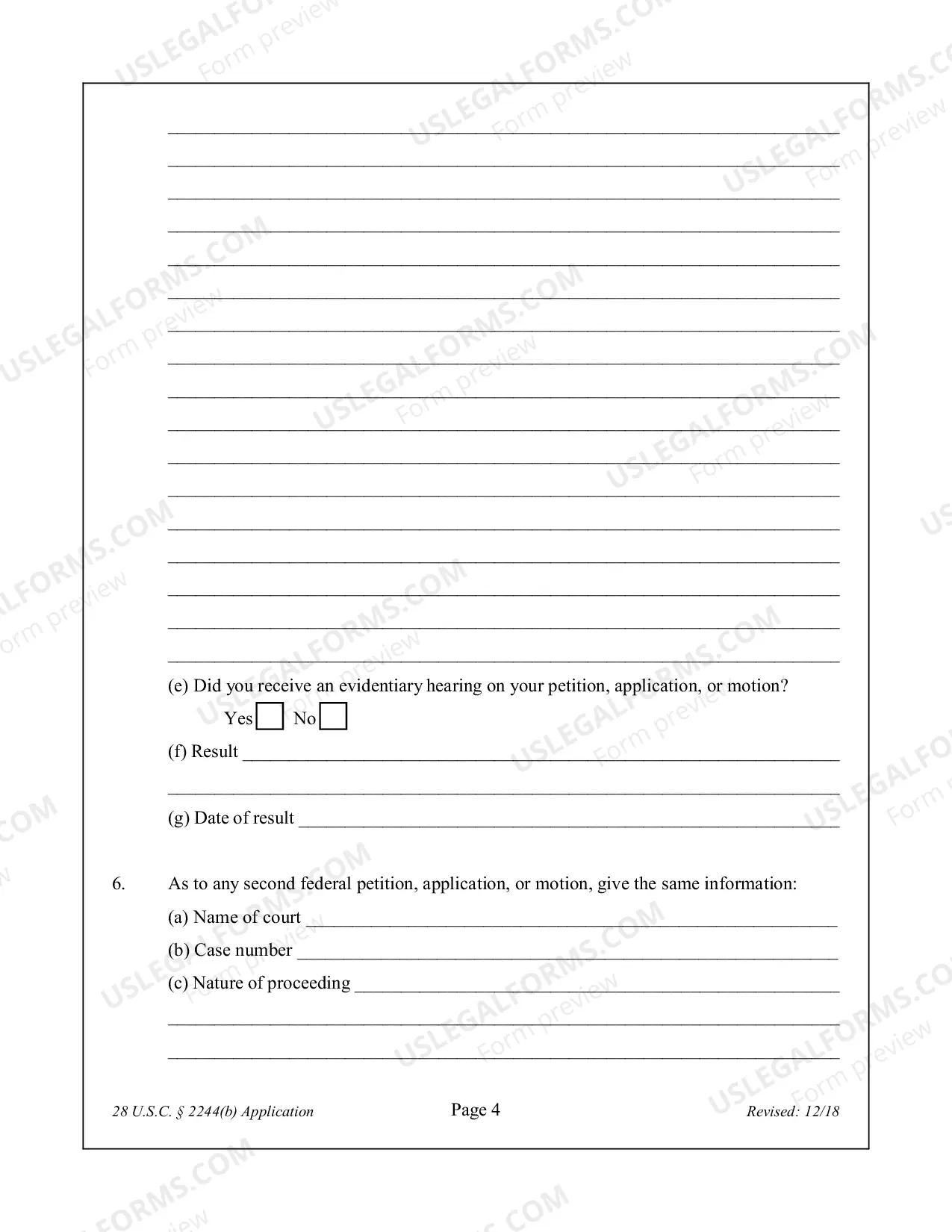 Preview APPLICATION FOR LEAVE TO FILE A SECOND OR SUCCESSIVE HABEAS CORPUS PETITION 28 U.S.C. Sec. 2244(b)