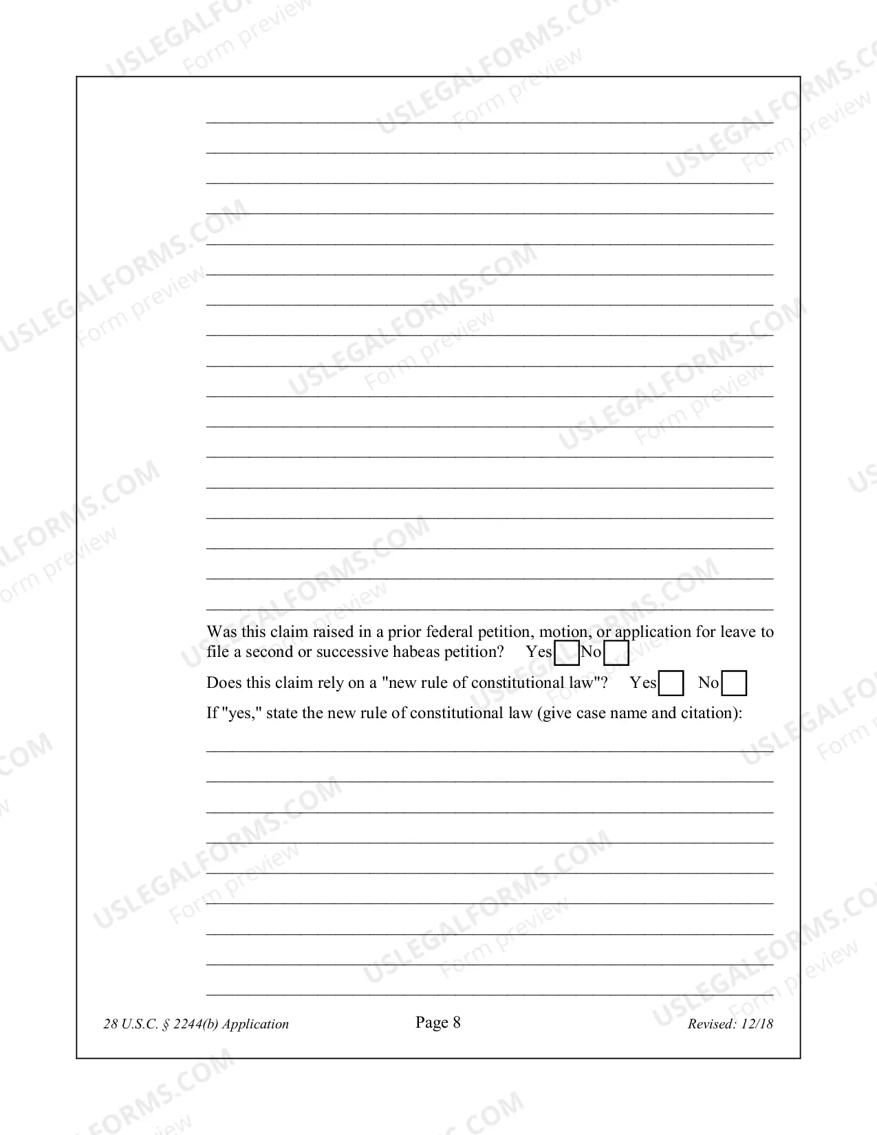 Preview APPLICATION FOR LEAVE TO FILE A SECOND OR SUCCESSIVE HABEAS CORPUS PETITION 28 U.S.C. Sec. 2244(b)