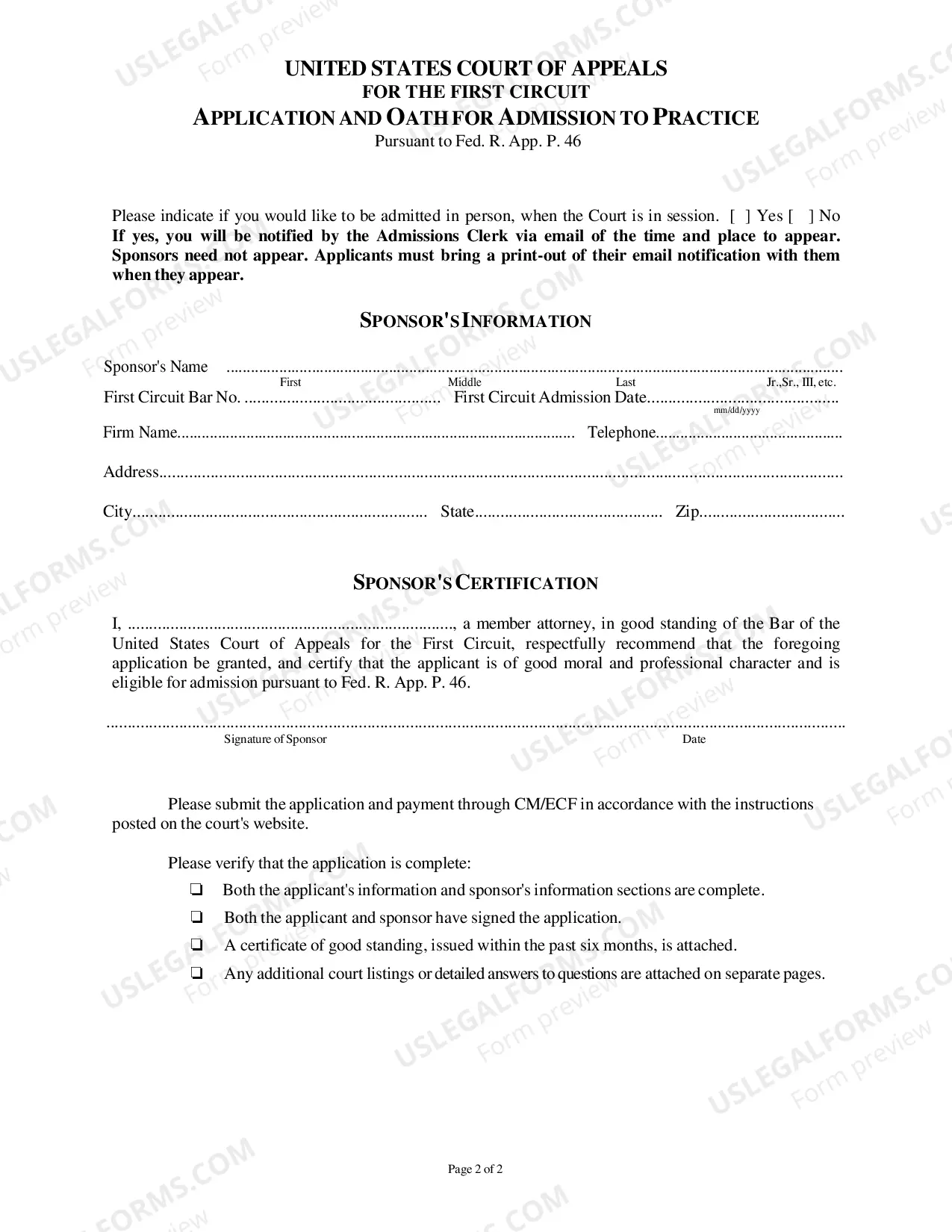 Preview Attorney Admission Application and Instructions