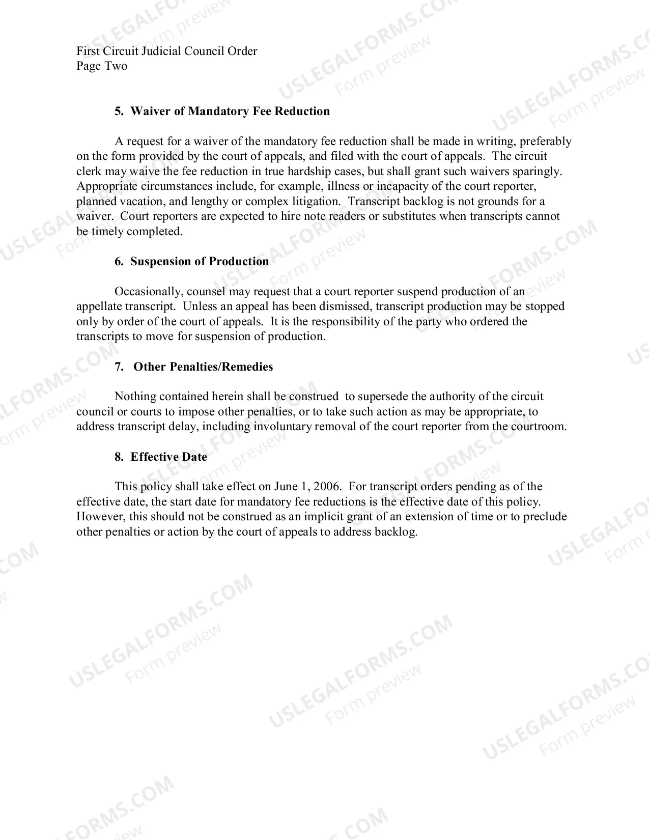 Preview Judicial Council Order, 12/15/05