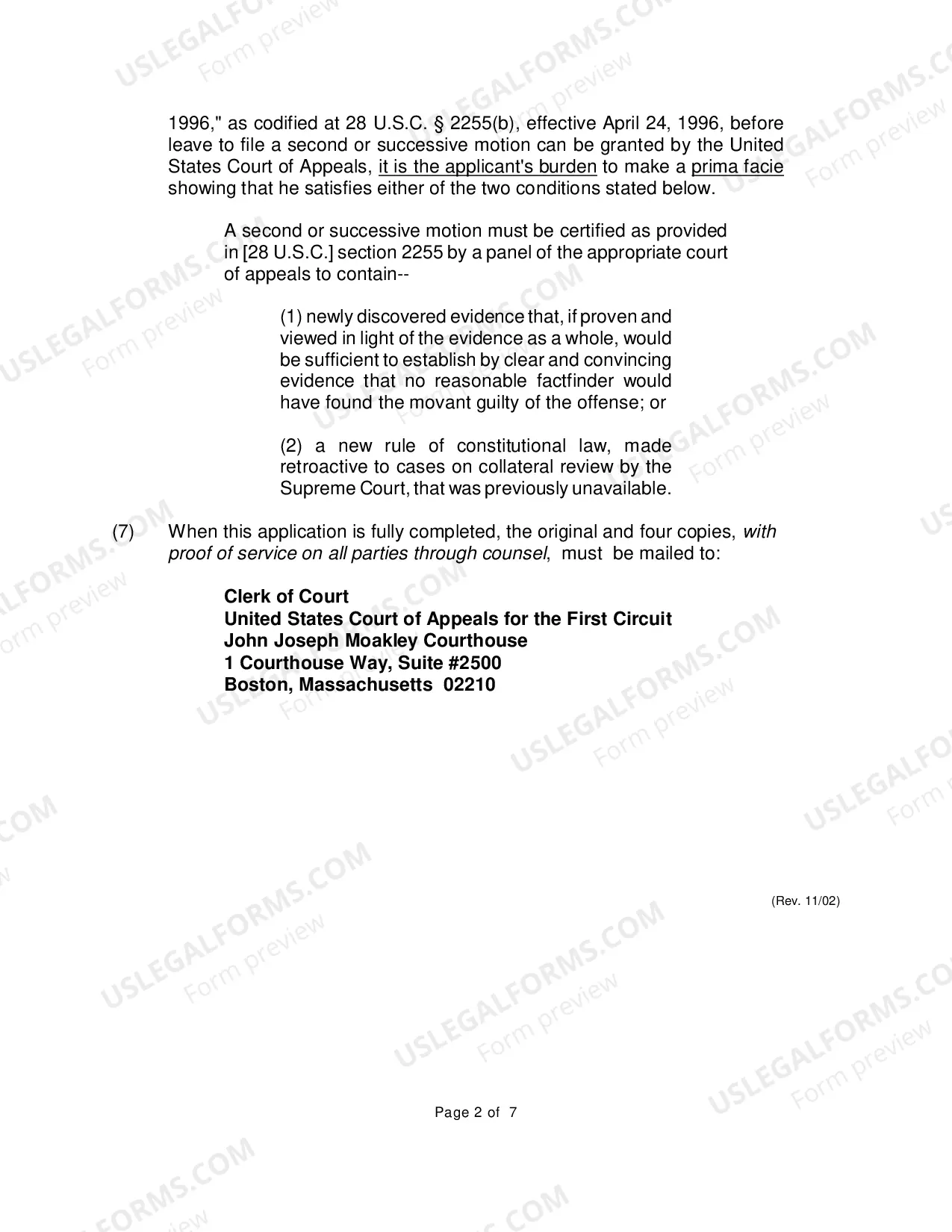 Preview Application for Leave to File a Second or Successive Motion to Vacate, Set Aside or Correct Sentence by a Prisoner in Federal Custody