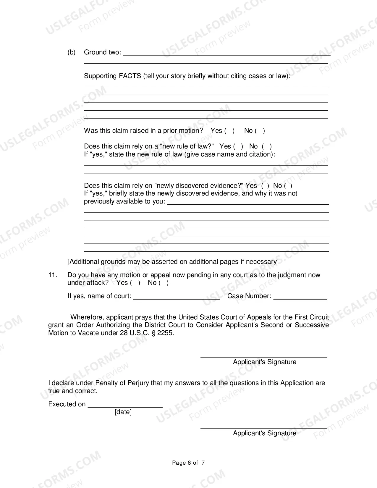 Preview Application for Leave to File a Second or Successive Motion to Vacate, Set Aside or Correct Sentence by a Prisoner in Federal Custody