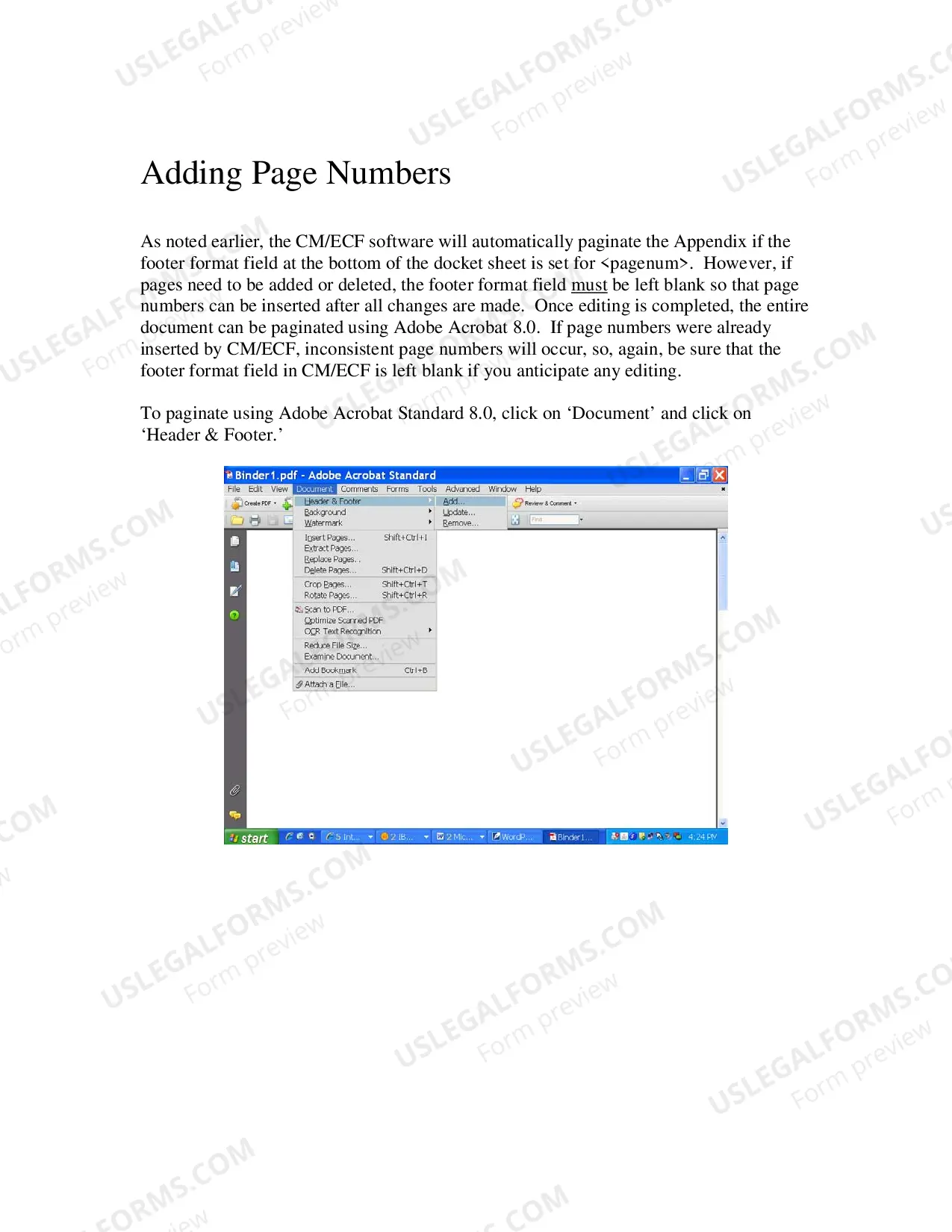 Preview Instructions for Creating an Appendix Using the District Court's "Create Appendix" Feature