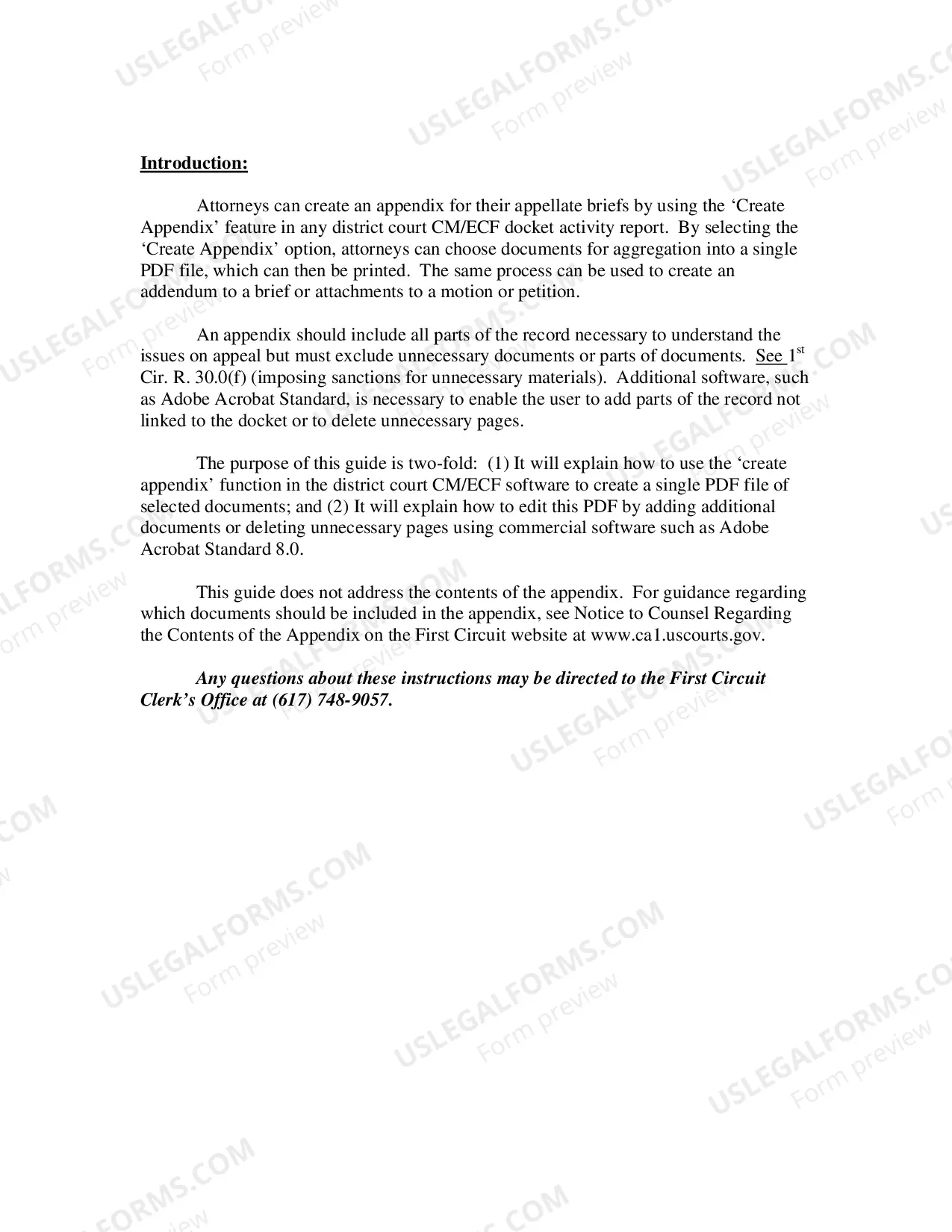 Preview Instructions for Creating an Appendix Using the District Court's "Create Appendix" Feature