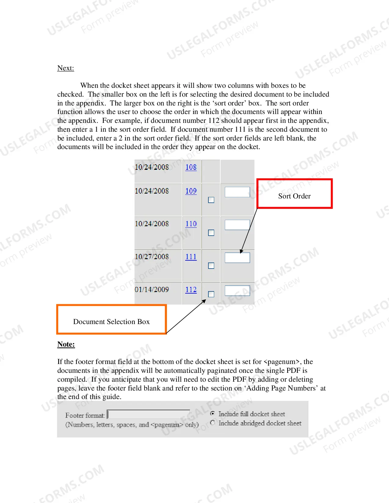 Preview Instructions for Creating an Appendix Using the District Court's "Create Appendix" Feature