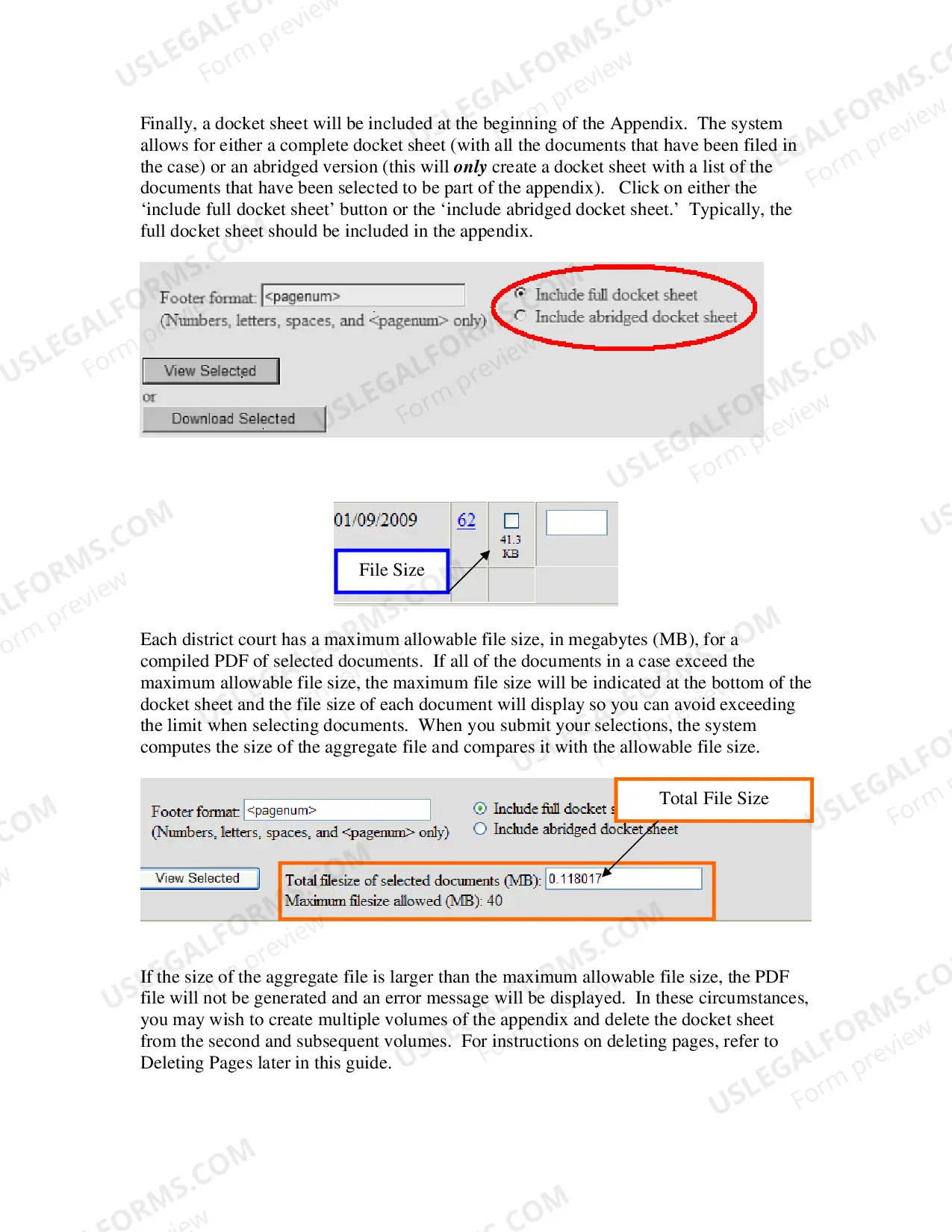 Preview Instructions for Creating an Appendix Using the District Court's "Create Appendix" Feature