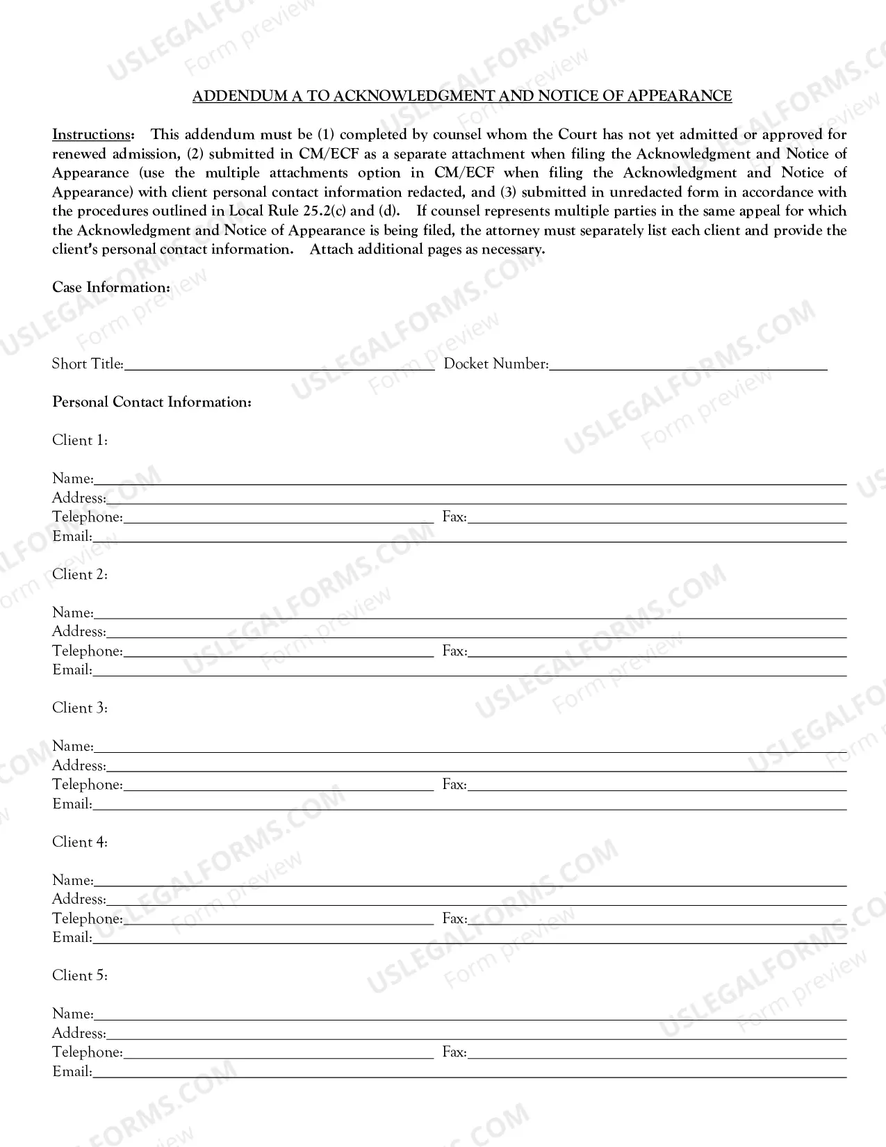 Preview Aknowledgment and Notice of Appearance