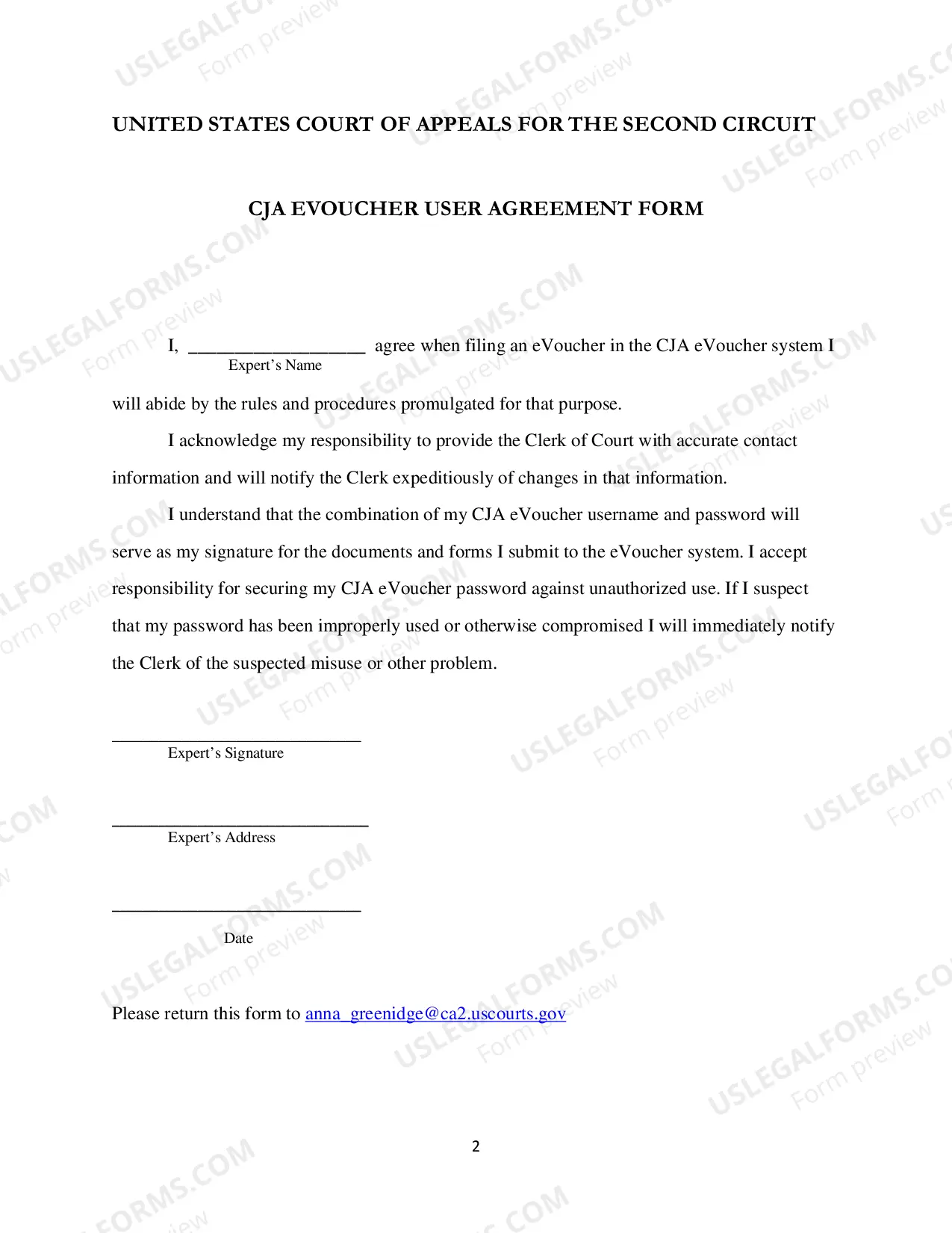Preview CJA eVoucher Expert Agreement Form