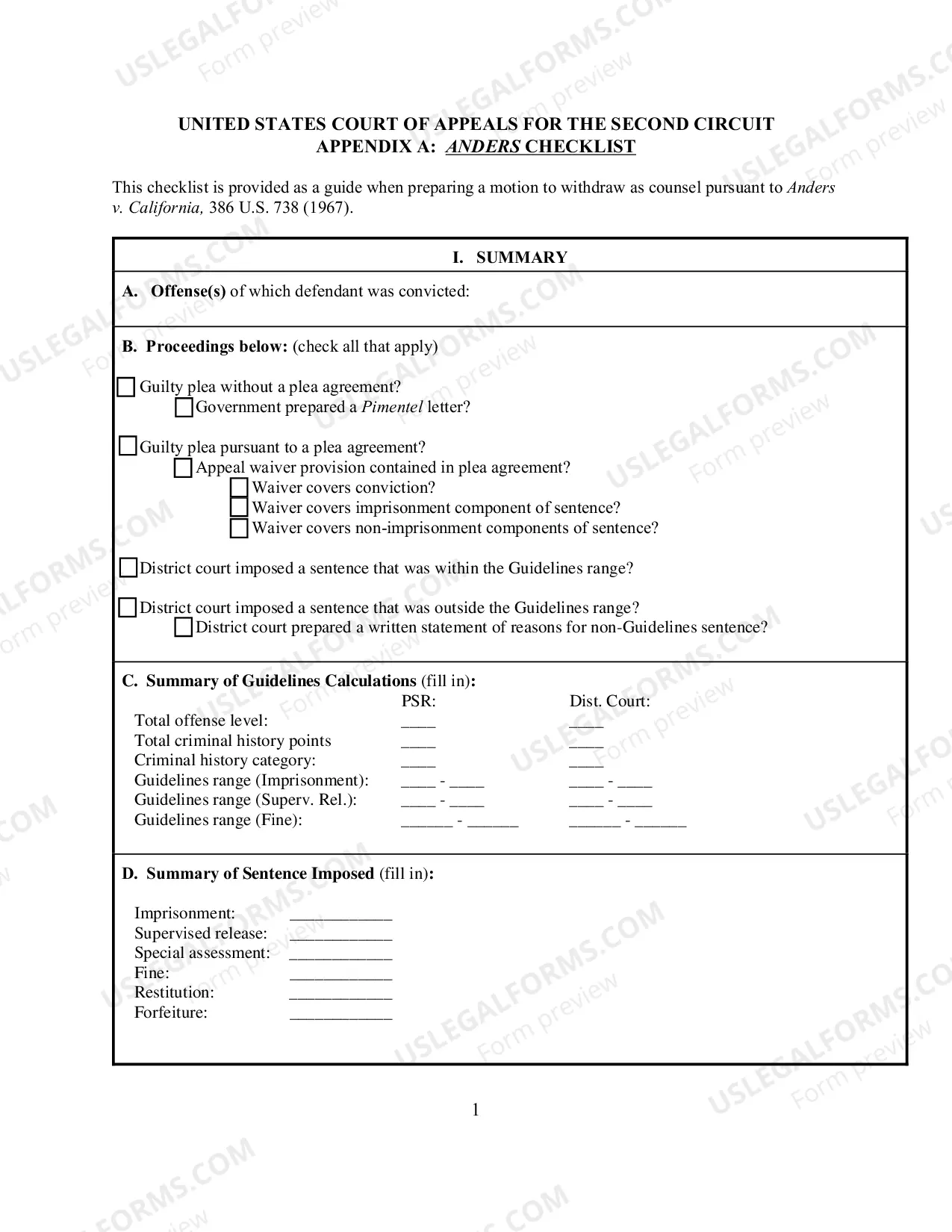 Preview How to file an Anders brief Appendix A: Checklist for filing an Anders brief