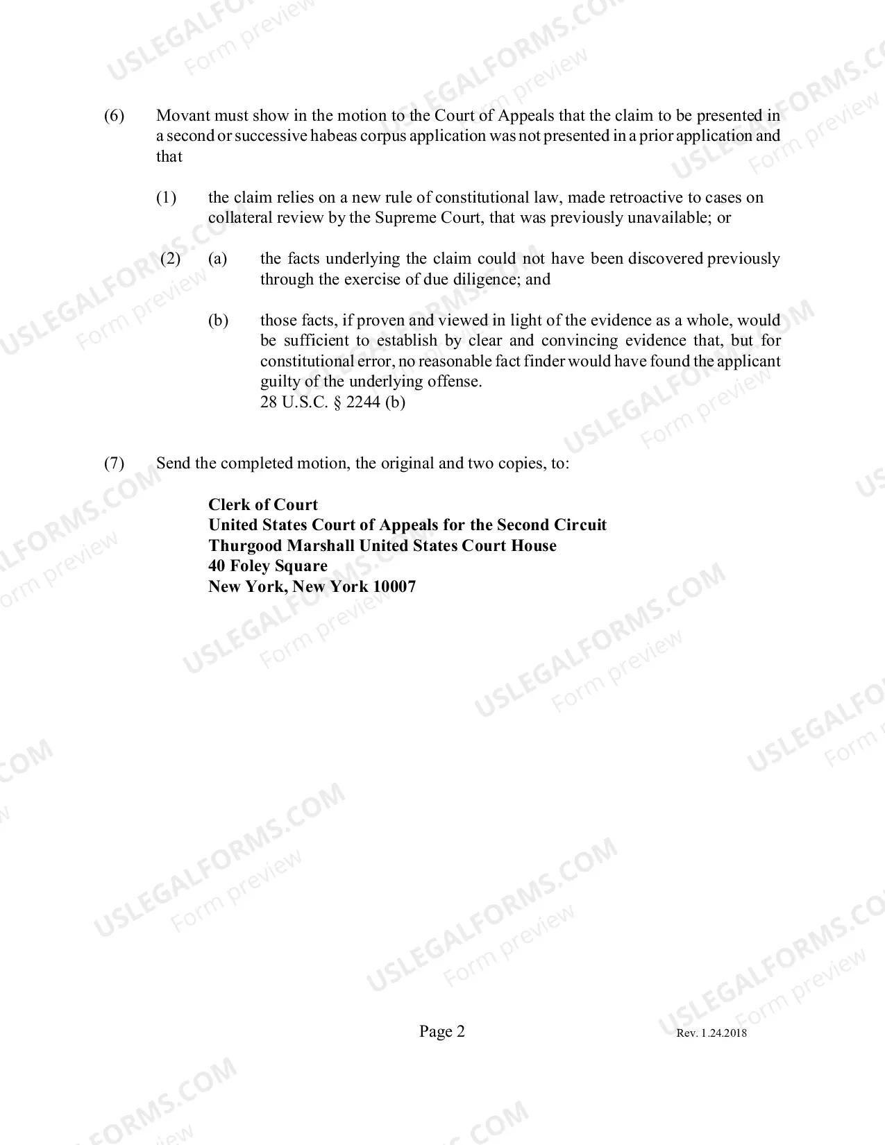 Preview Motion for an Order Authorizing the District Court to Consider a Successive or Second Habeas Corpus Application Pursuant to 28 U.S.C. Sec. 2244 (b), 2254 (Prisoner in State Custody)