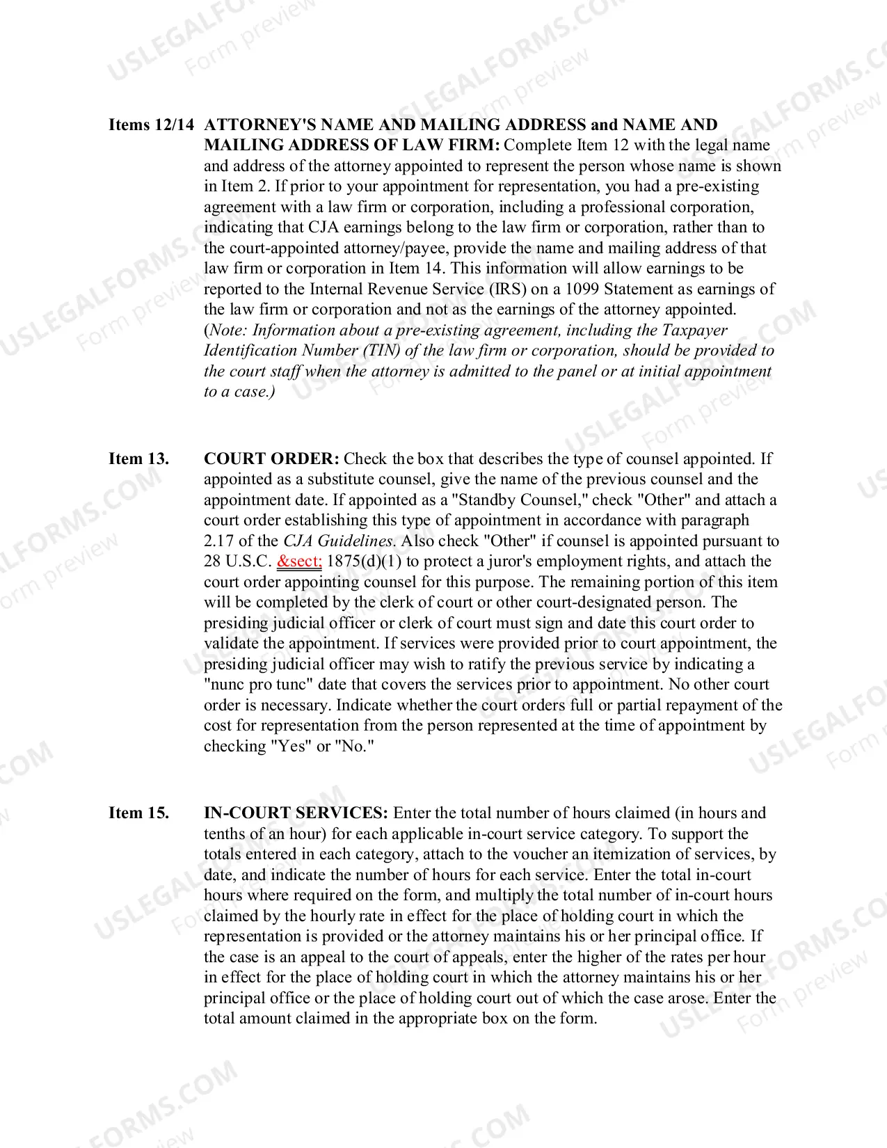 Preview CJA Form 20 Instructions