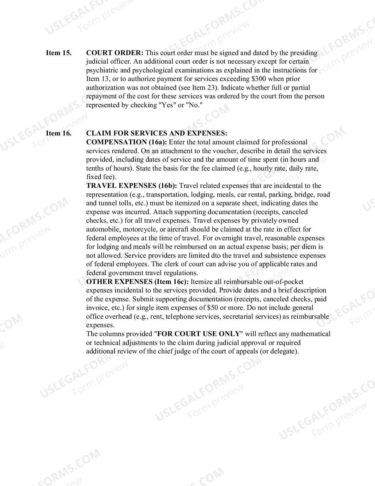 Preview CJA Form 21 Instructions