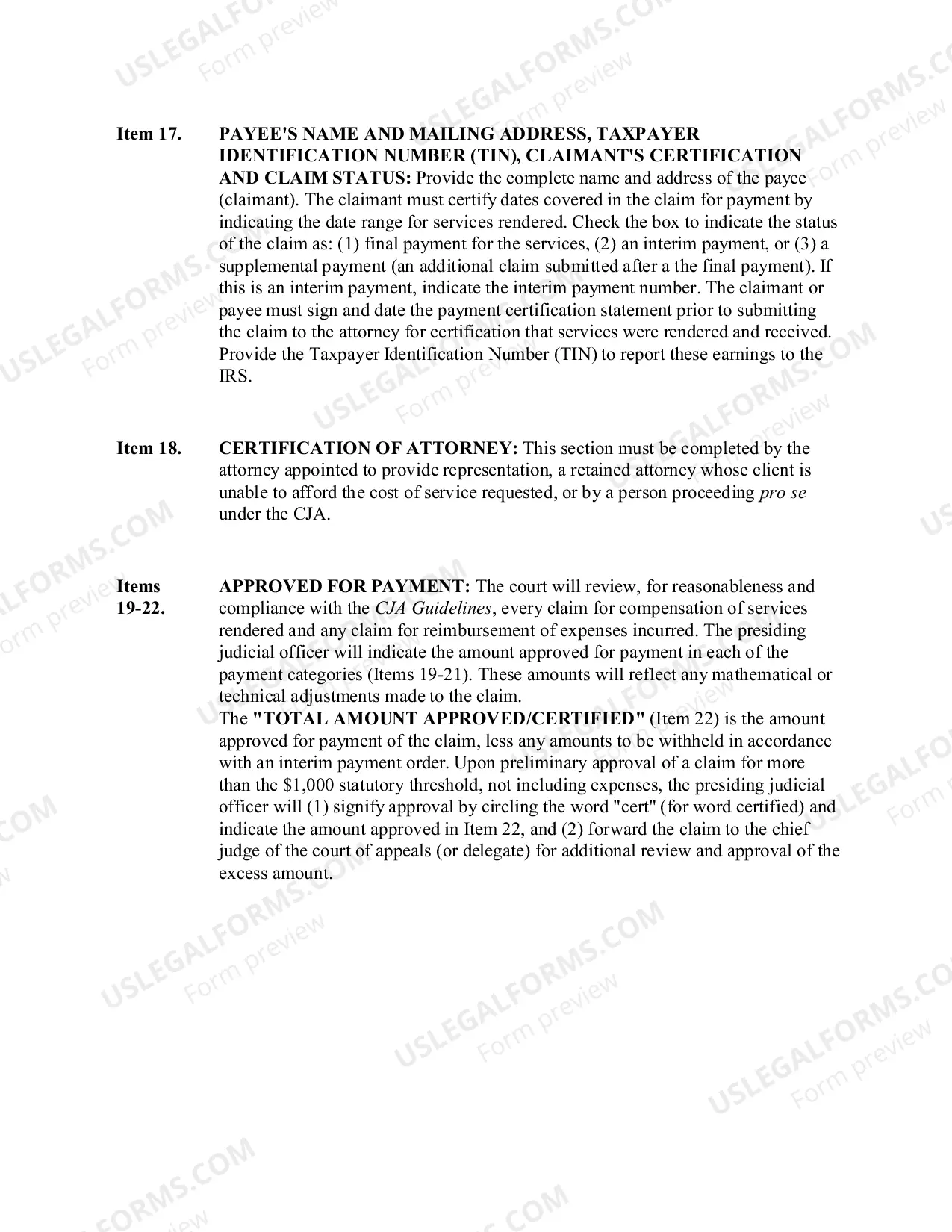 Preview CJA Form 21 Instructions